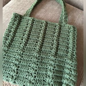 Handmade Crochet Bag Forest Green 12in